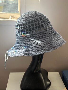 Hand-Crocheted Bucket Hat in Slate Blue